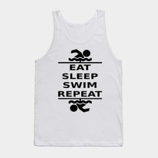 Eat, Sleep, Swim, Repeat (black) Tank Top